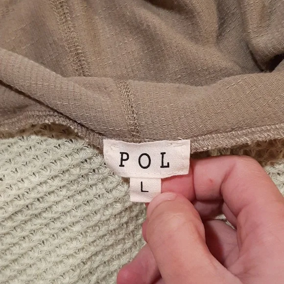 🥑POL Hooded Brown and Green Mixed-Fabric Top (L)🥑 - Picture 7 of 10